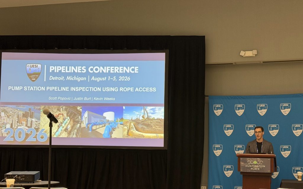 Scott Popovic from PICA Corp presenting at UESI 2026 Pump Station Pipeline Inspection Using Rope Access