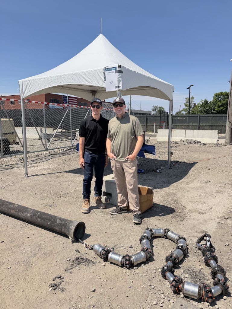 physical pipe segment and running an RFT tool